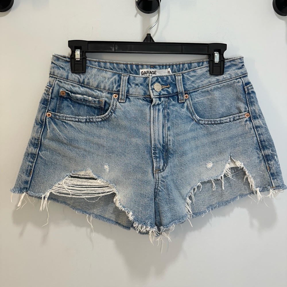 Garage Festival Denim Ripped Distressed Cutoff Jean Shorts Light Blue Size 5 27